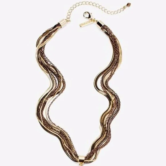 WHITE HOUSE BLACK MARKET WHBM SNAKE CHAIN TASSLE NECKLACE - Picture 4 of 10